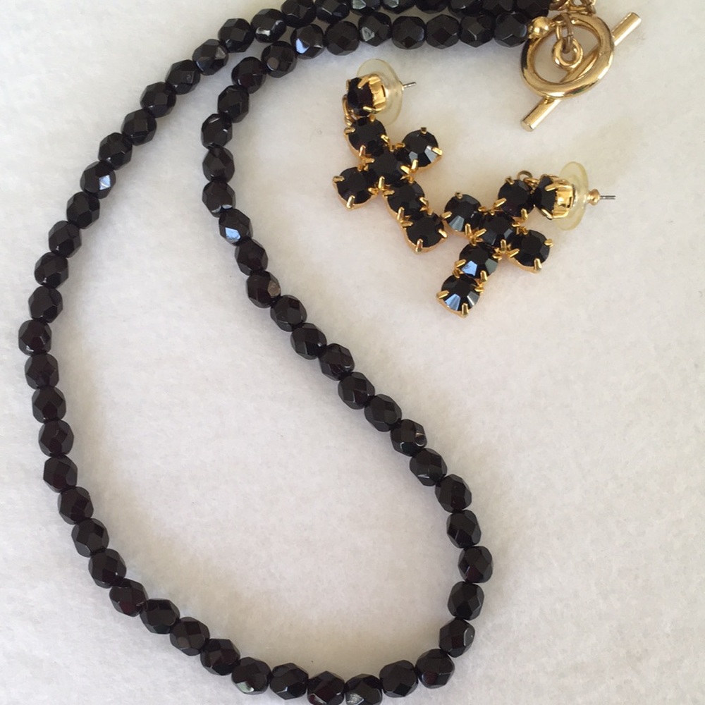 Black Rhinestone Necklace with Free Matching Earrings